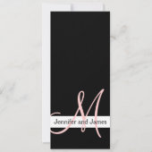 Modern Wedding Einladung Monogram Black Pink (Vorderseite)