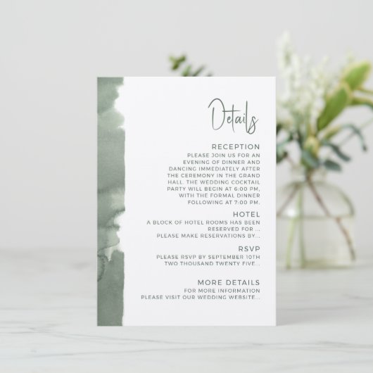 Modern wedding Enclosure Card  Details. Begleitkarte (Stehend Vorderseite)