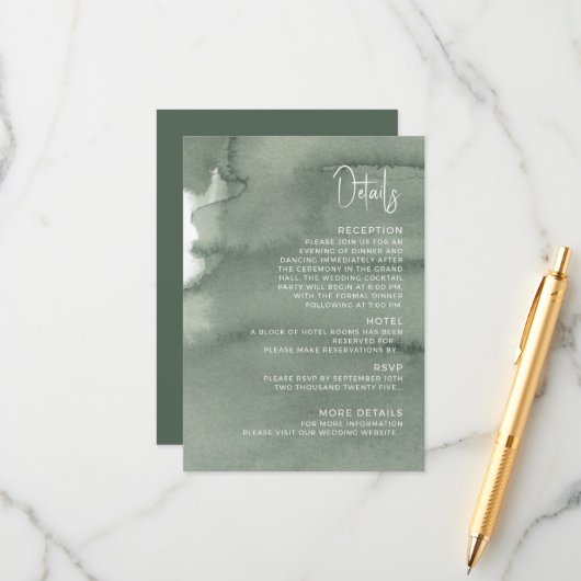 Modern wedding Enclosure Card  Details. Begleitkarte (Vorderseite/Rückseite Beispiel)