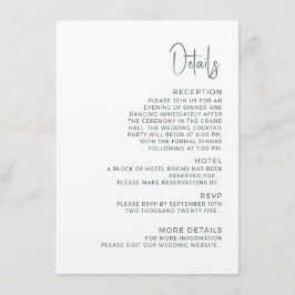 Modern wedding Enclosure Card  Details. Begleitkarte