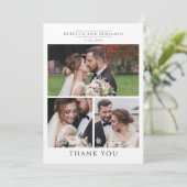 Modern Wedding Foto Collage Mr. und Mrs. Dankeskarte (Stehend Vorderseite)