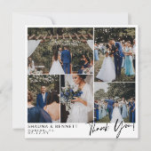 Modern Wedding Foto Collage Square Vielen Dank Dankeskarte (Vorderseite)