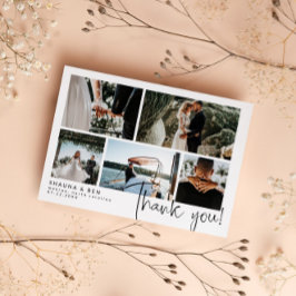Modern Wedding Foto Collage Vielen Dank Dankeskarte