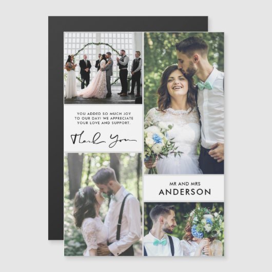 Modern Wedding Foto Collage Vielen Dank Magnetkarte (Vorne/Hinten)