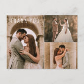 Modern Wedding Foto Collage Vielen Dank Postkarte (Vorderseite)