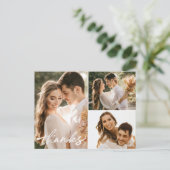 Modern Wedding Foto Collage Vielen Dank Postkarte (Stehend Vorderseite)