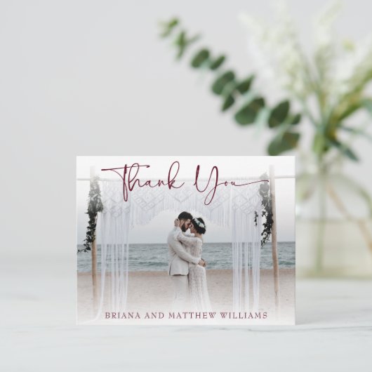 Modern Wedding Foto Dankeschön Card Dankeskarte (Stehend Vorderseite)