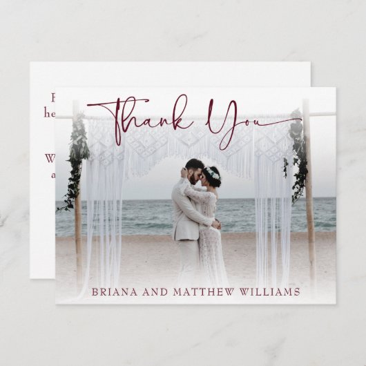Modern Wedding Foto Dankeschön Card Dankeskarte (Vorne/Hinten)