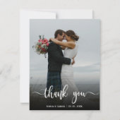 Modern Wedding Foto Hand Letter Dankeschön Card Dankeskarte (Vorderseite)