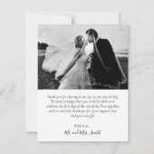Modern Wedding Foto Hand Letter Dankeschön Card Dankeskarte (Rückseite)