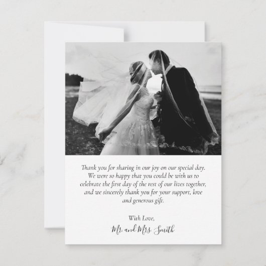 Modern Wedding Foto Hand Letter Dankeschön Card Dankeskarte (Rückseite)
