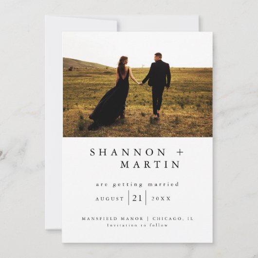 Modern Wedding Full Photo Typography Script Save The Date (Rückseite)