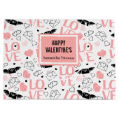 Modern Wedding Heart Sketch Personalized Gift Bag Große Geschenktüte (Vorderseite)