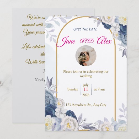 Modern Wedding Invitation Back Message Einladung (Vorne/Hinten)