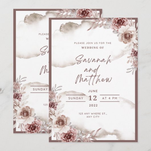 Modern Wedding Invitation Clean Minimal Style Einladung (Vorne/Hinten)