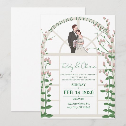 Modern Wedding Invitation Suite Einladung (Vorne/Hinten)