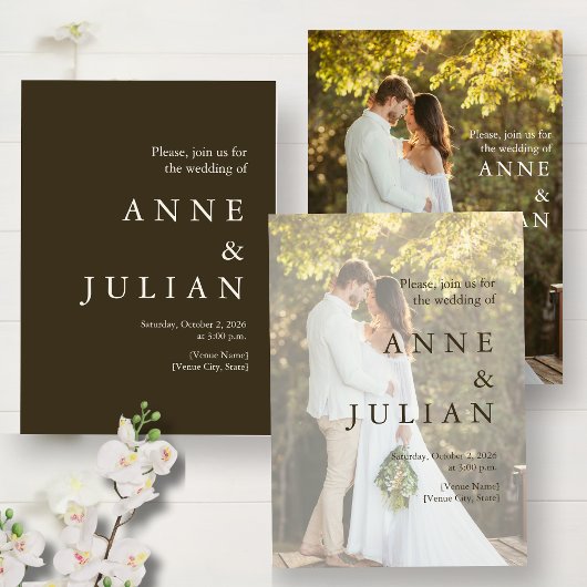 Modern Wedding invitation with 2 photos & QR Code Einladung