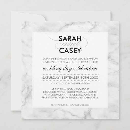 MODERN WEDDING INVITE Moderne Mod Spot schwarzer M Einladung (Rückseite)