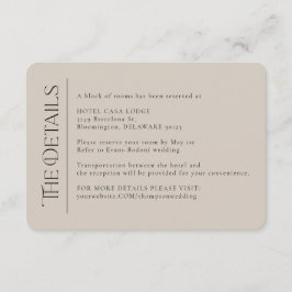 Modern Wedding Ivory Taupe Details Eintrittskarte Begleitkarte