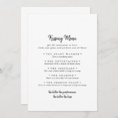 Modern Wedding Kissing Menu Game Card (Vorne/Hinten)