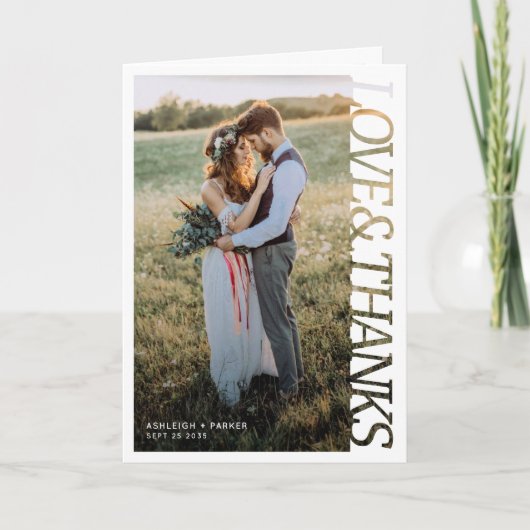 Modern Wedding Love and Thanks 2 Photo  Dankeskarte (Vorderseite)