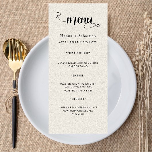 Modern Wedding Menu Menükarte