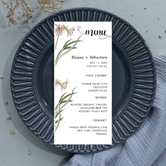 Modern  Wedding Menu Menükarte