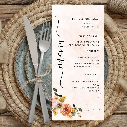 Modern  Wedding Menu Menükarte
