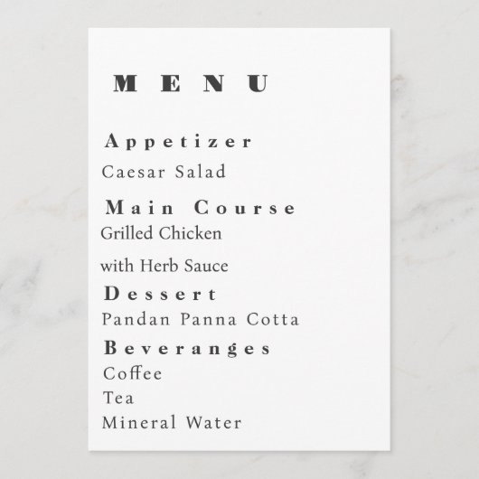 Modern Wedding Menu Template Menükarte (Vorderseite)