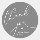 Modern Wedding Minimal Thank You Cute Heart Gifts Runder Aufkleber (Vorderseite)