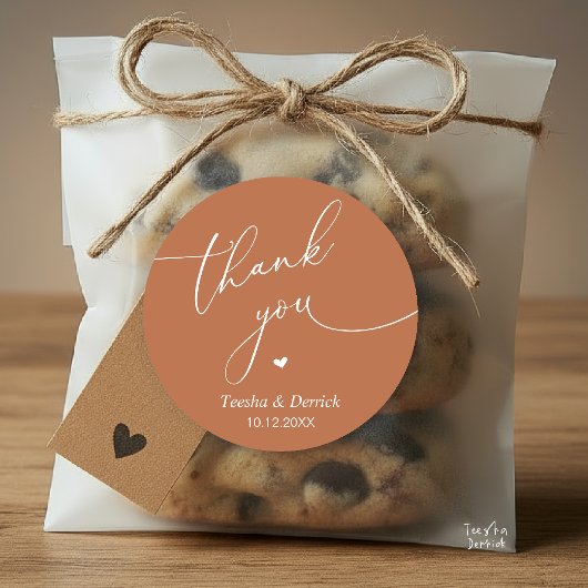 Modern Wedding Minimal Thank You Cute Heart Gifts Runder Aufkleber