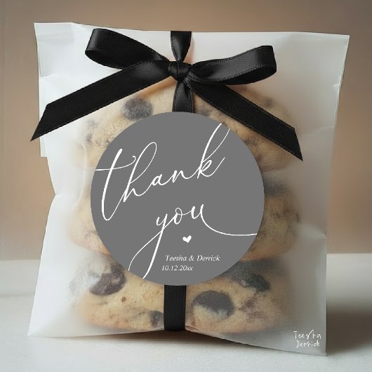 Modern Wedding Minimal Thank You Cute Heart Gifts Runder Aufkleber