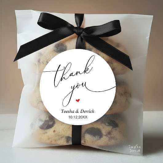 Modern Wedding Minimal Thank You Cute Heart Gifts Runder Aufkleber
