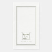 Modern Wedding Monogram Names & Date Olive Green Serviette (Vorderseite)
