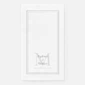 Modern Wedding Monogram Names & Date Sage Green Serviette (Vorderseite)