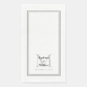 Modern Wedding Monogram Names & Date Schwarz-weiß Serviette (Vorderseite)