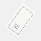 Modern Wedding Monogram Names & Date Schwarz-weiß Serviette (Ecke)