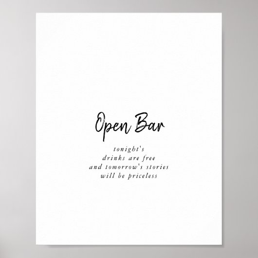 Modern Wedding Open Bar Sign Poster (Vorne)