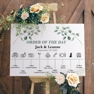 Modern Wedding order of the day, eucalyptus branch Poster