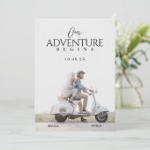 Modern wedding photo adventure einladung (Stehend Vorderseite)