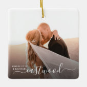 Modern Wedding Photo Keepsake Keramikornament (Vorderseite)