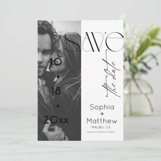 Modern Wedding Photo Save The Date (Stehend Vorderseite)