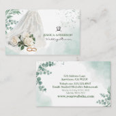 Modern Wedding Planner Bride Veil Green Visitenkarte (Vorne/Hinten)
