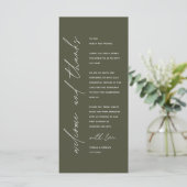 Modern Wedding Reception Dinner Thank You Card Programm (Stehend Vorderseite)