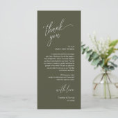 Modern Wedding Reception Dinner Thank You Card Programm (Stehend Vorderseite)