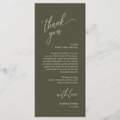 Modern Wedding Reception Dinner Thank You Card Programm (Vorderseite)