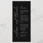 Modern Wedding Reception Dinner Thank You Card Programm (Vorderseite)
