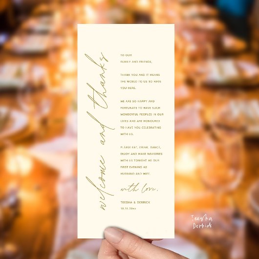 Modern Wedding Reception Dinner Thank You Card Programm