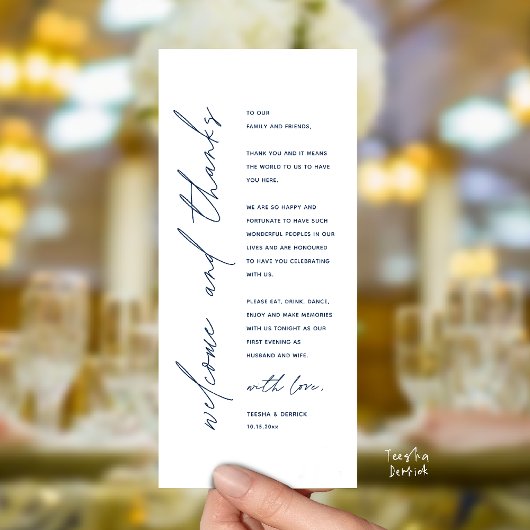 Modern Wedding Reception Dinner Thank You Card Programm