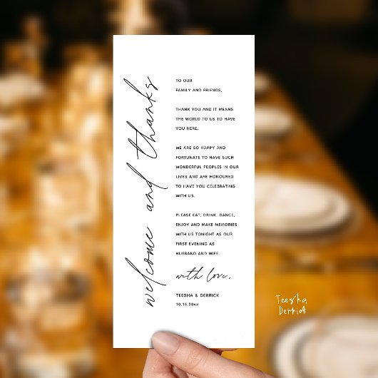 Modern Wedding Reception Dinner Thank You Card Programm